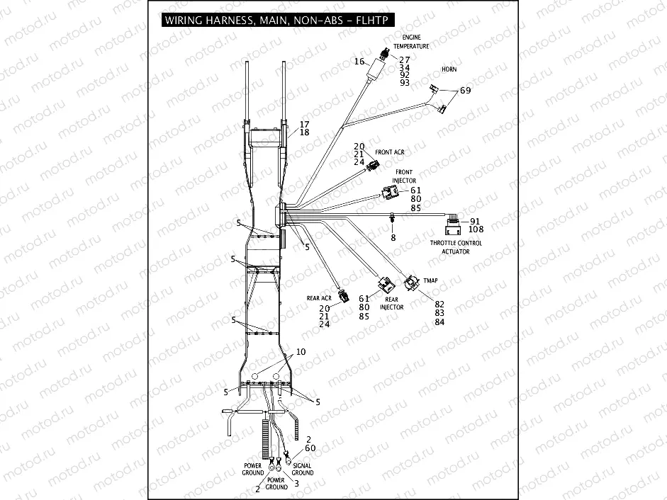 WIRING HARNESS, MAIN, NON-ABS - FLHTP (2 OF 5)