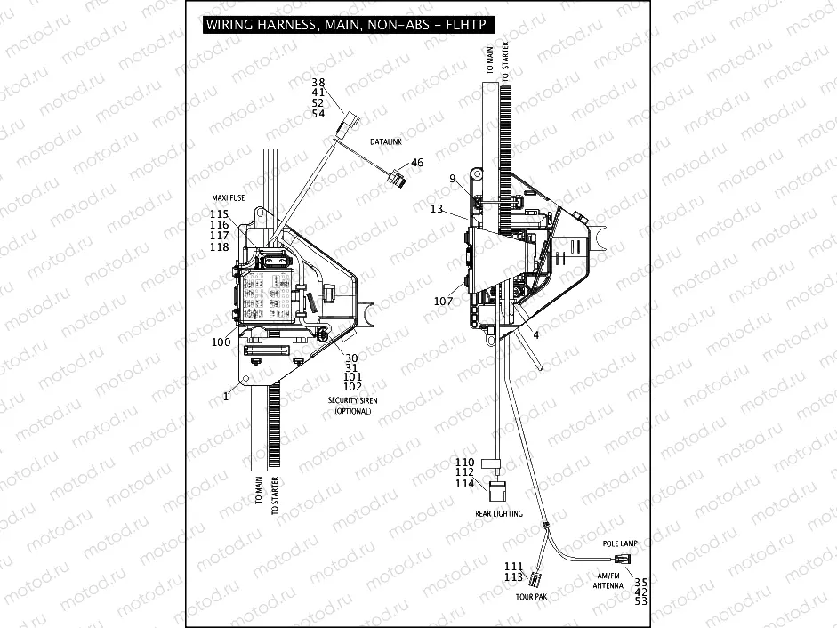 WIRING HARNESS, MAIN, NON-ABS - FLHTP (4 OF 5)