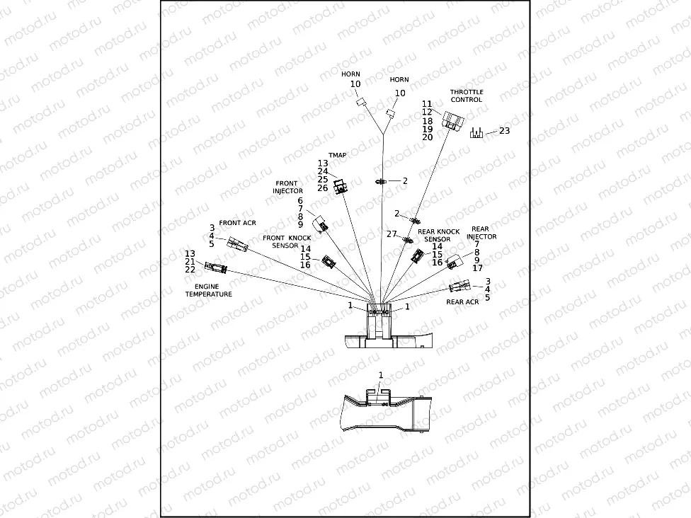 WIRING HARNESS, MAIN, NON-ABS - FLHX (3 OF 8)