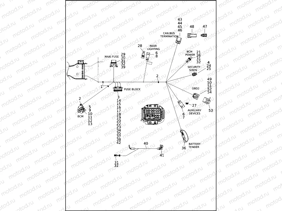 WIRING HARNESS, MAIN, NON-ABS - FLHX (8 OF 8) (CONTINUED)