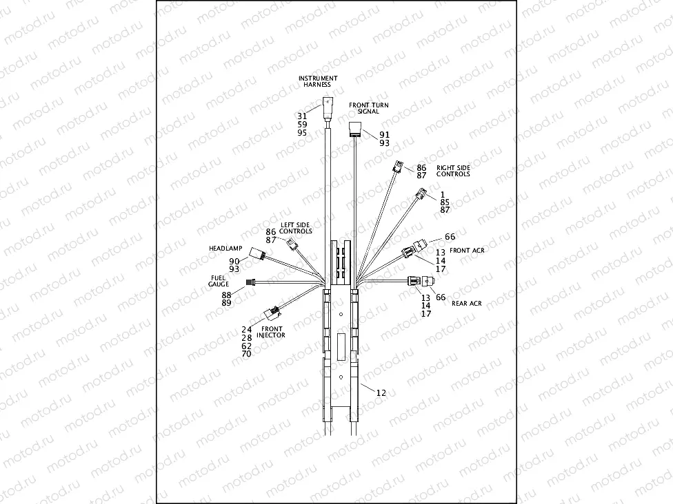 WIRING HARNESS, MAIN, NON-ABS - FLSTC, FLSTF, FLSTN & FLSTFB (1 OF 6)