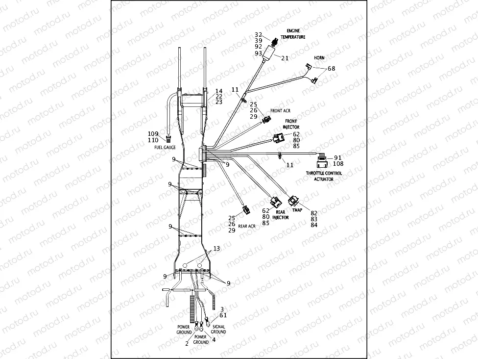 WIRING HARNESS, MAIN, NON-ABS (NON-FAIRING MODELS) (2 OF 5)