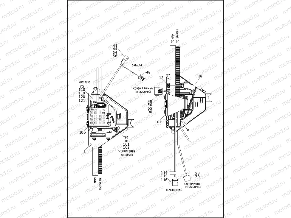 WIRING HARNESS, MAIN, NON-ABS (NON-FAIRING MODELS) (4 OF 5)