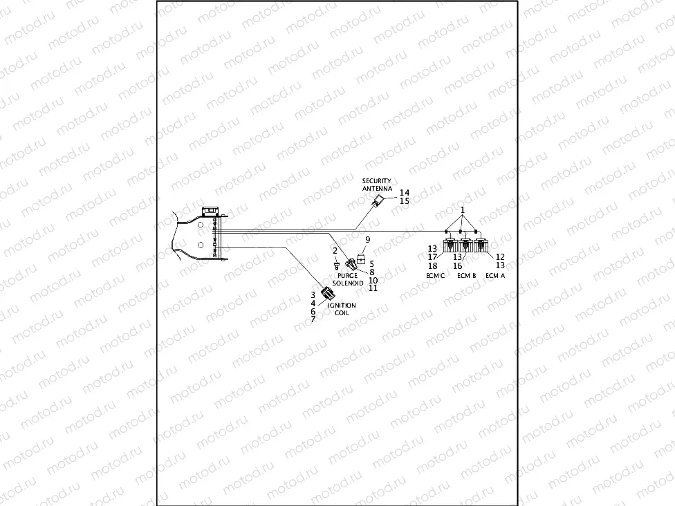 WIRING HARNESS, MAIN, NON-ABS (NON-FAIRING MODELS) (4 OF 8)