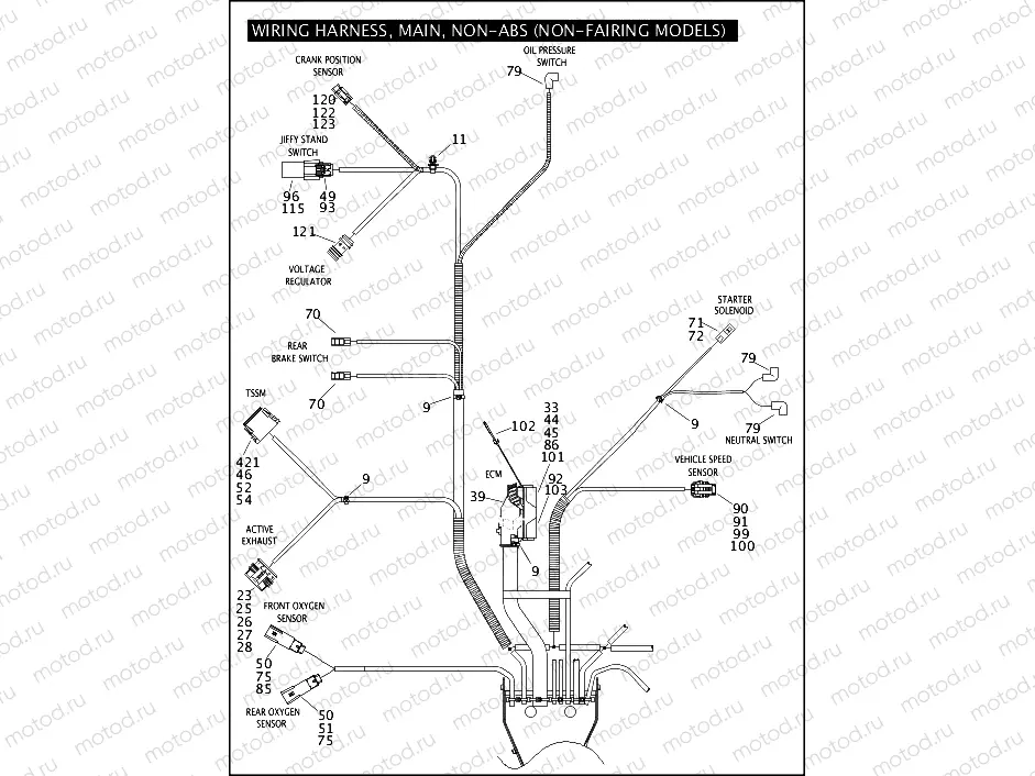 WIRING HARNESS, MAIN, NON-ABS (NON-FAIRING MODELS) (5 OF 5)