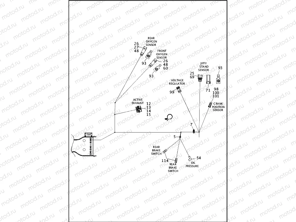 WIRING HARNESS, MAIN, NON-ABS (NON-FAIRING MODELS) (7 OF 8)