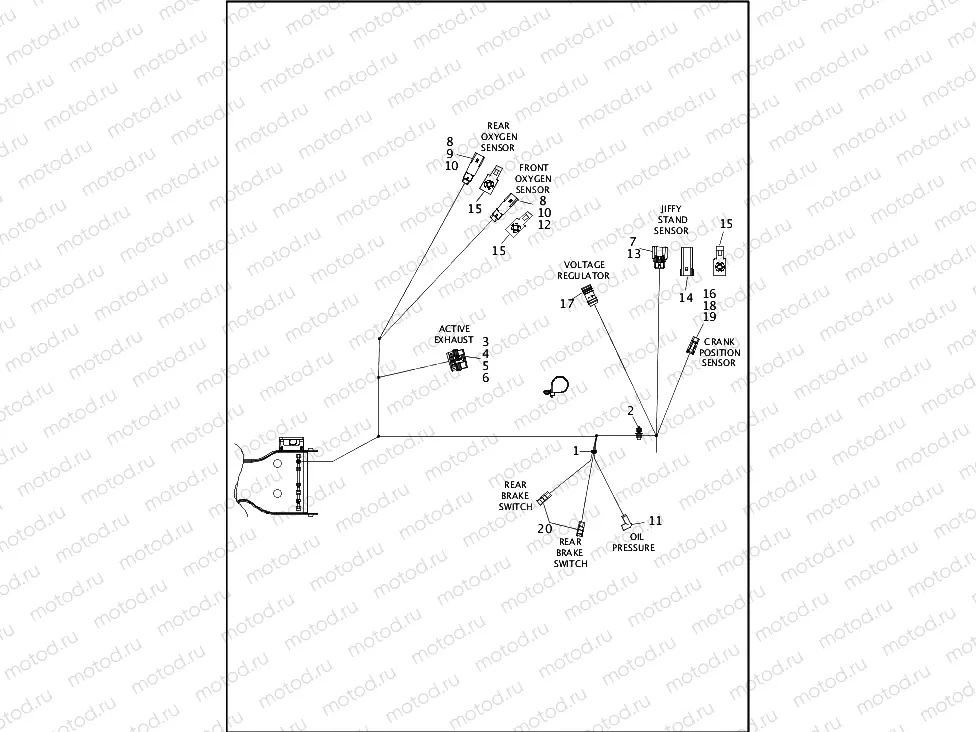 WIRING HARNESS, MAIN, NON-ABS (NON-FAIRING MODELS) (7 OF 8)