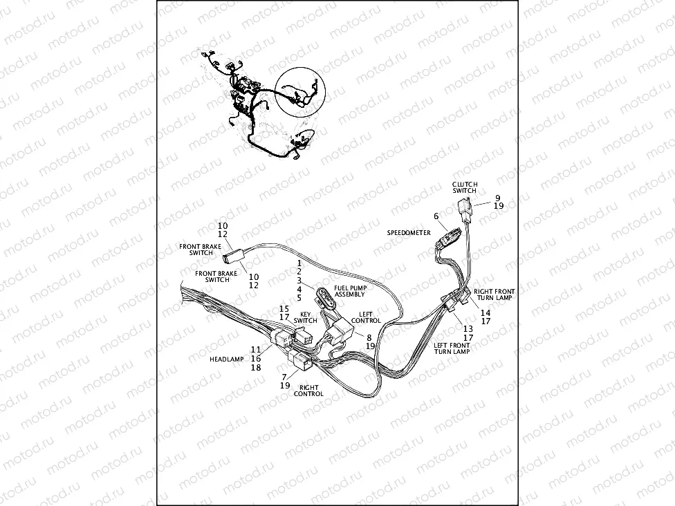 WIRING HARNESS, MAIN NON-ABS - XG500, XG750 (FRONT UPPER)