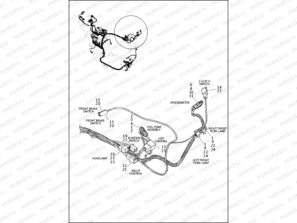 WIRING HARNESS, MAIN NON-ABS - XG750A (FRONT UPPER)