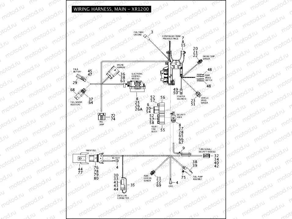 WIRING HARNESS, MAIN - XR1200 (2 OF 2)