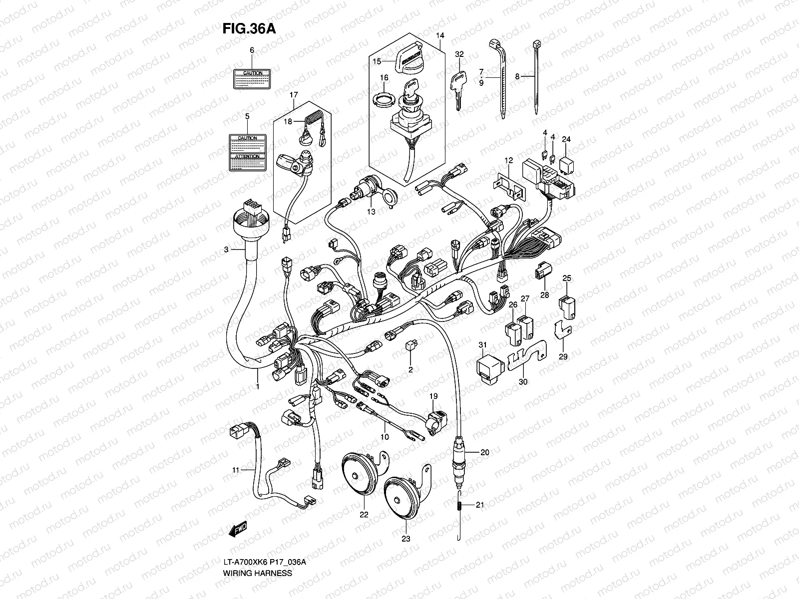 WIRING HARNESS (MODEL K6/K7 F.NO.5SAAP41A 67110001~)