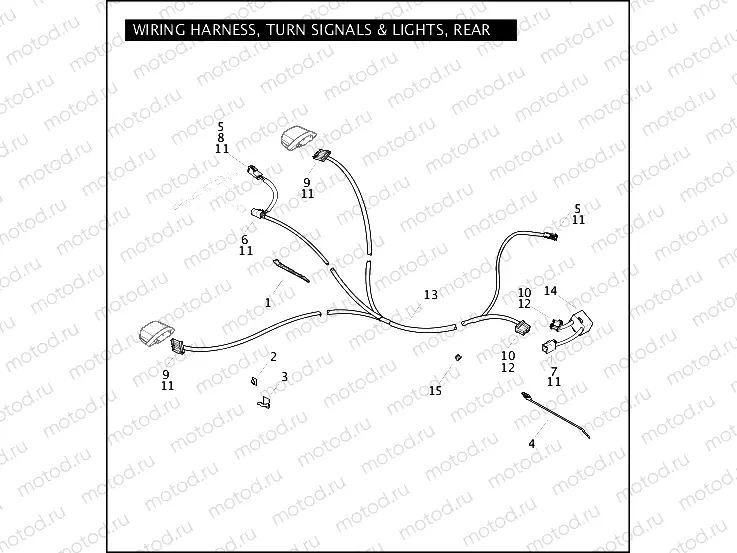 WIRING HARNESS, TURN SIGNALS & LIGHTS, REAR