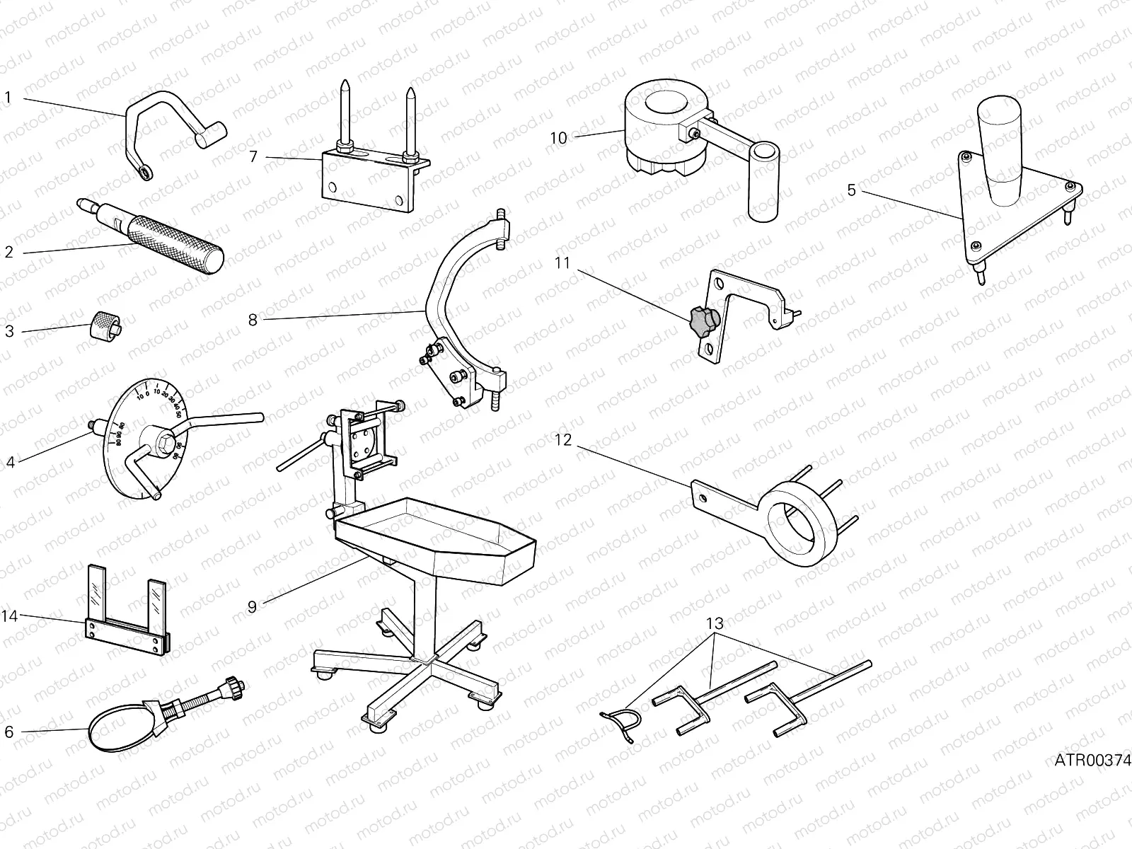 WORKSHOP SERVICE TOOLS, ENGINE [MOD:M 1200R]