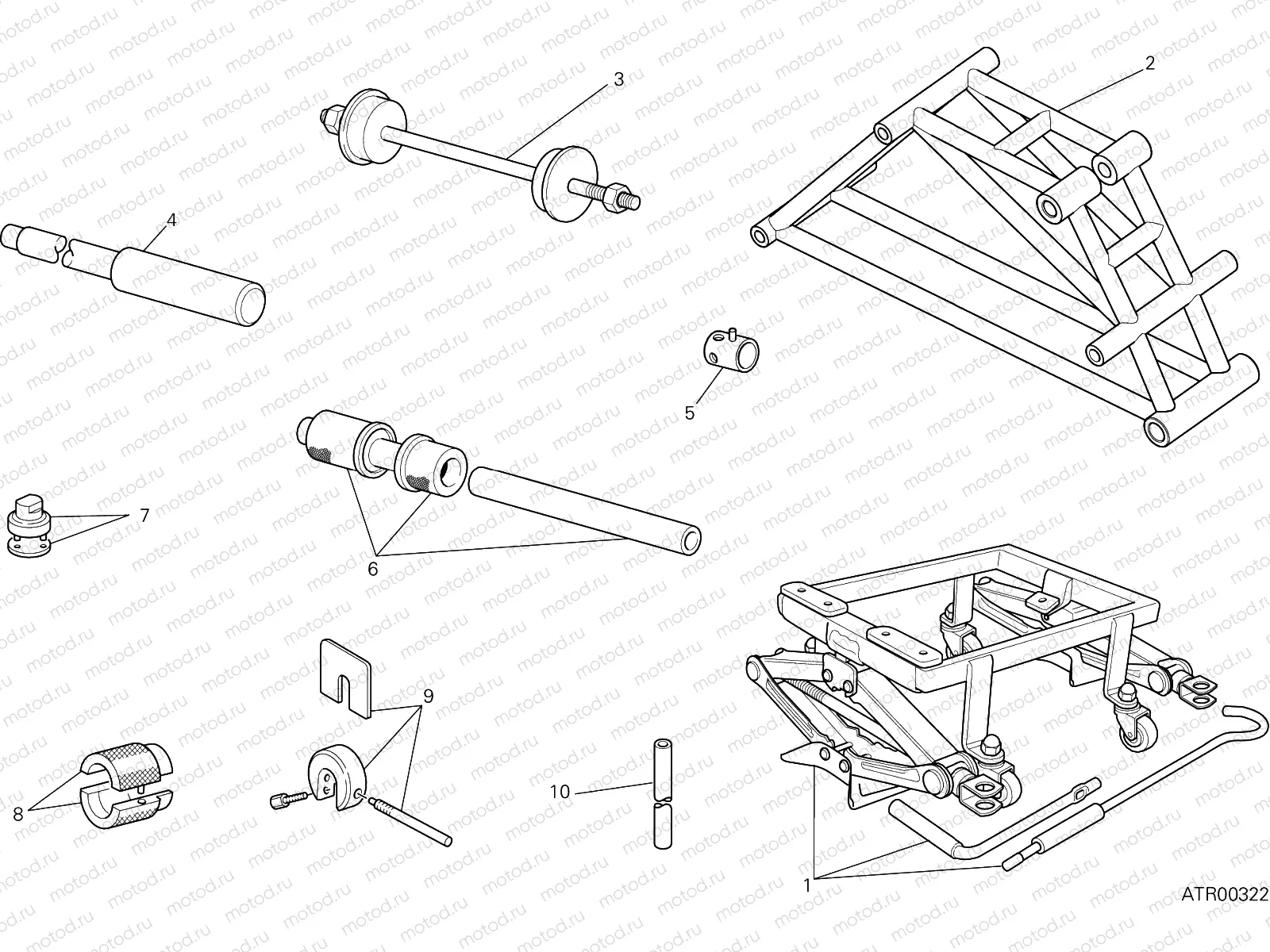 WORKSHOP SERVICE TOOLS, FRAME [MOD:M 821]