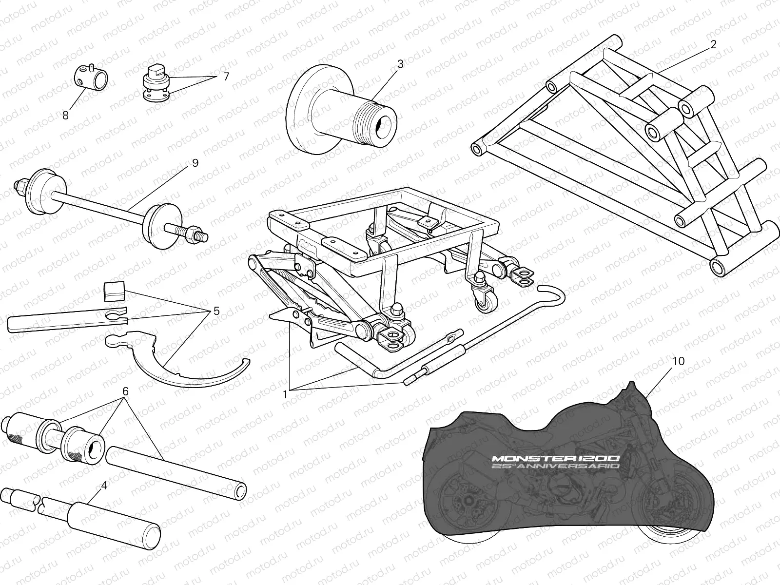 WORKSHOP SERVICE TOOLS, FRAME [MOD:M1200S25]