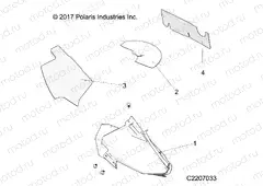 BODY PANELS | BODY PANELS, THERMAL SHIELDS - A-17-01-A Applies to 2015-2016 Sportsman 850/1000 Touring Models AFTER Safety Recall A-17-01-A has been completed. (C2207033)