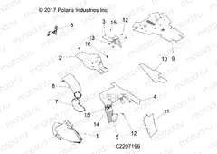 BODY PANELS | BODY PANELS, THERMAL SHIELDS - A-17-01-C Applies to 2015-2016 Sportsman 850 1-UP Models AFTER Safety Recall A-17-01-C has been completed. (C2207196)