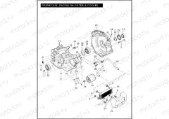 CRANKCASE, ENGINE OIL FILTER & COOLER - TWIN CAM 103⢠(1 OF 2)
