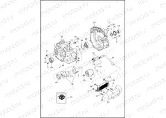 CRANKCASE, ENGINE OIL FILTER & COOLER - TWIN CAM 110â¢