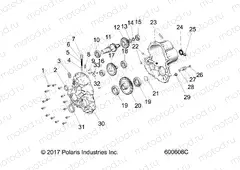 DRIVE TRAIN | DRIVE TRAIN, GEARCASE ASM 1 - S20FJB8/FJE8/FJP8 ALL OPTIONS (600608C)