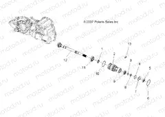DRIVE TRAIN | DRIVE TRAIN, GEARCASE FRONT OUTPUT SHAFT - A09MN50ET (49ATVSHAFTOUTPUT08SP500)