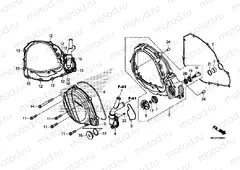E-6 RIGHT CRANKCASE COVER & WATER PUMP