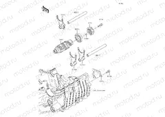 Gear change drum and shift forks