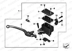 Handbrake lever, front wheel
