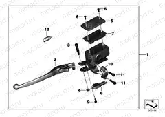 Handbrake lever, rear wheel