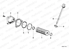 Oil filter, dipstick