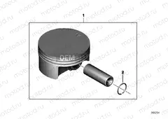 Piston with rings and wristpin
