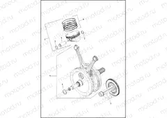 PISTONS AND FLYWHEEL ASSEMBLY - Milwaukee-Eight® 117 engine