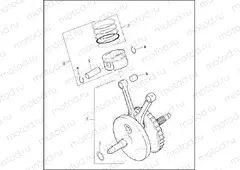 PISTONS AND FLYWHEEL ASSEMBLY - TWIN CAM 88â¢