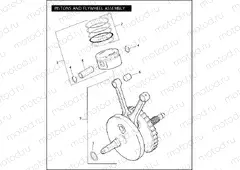 PISTONS AND FLYWHEEL ASSEMBLY -TWIN CAM 88â¢