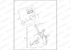PISTONS AND FLYWHEEL ASSEMBLY - Twin Cam 88Bâ¢