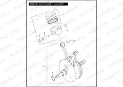 PISTONS AND FLYWHEEL ASSEMBLY -Twin Cam 88Bâ¢