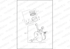 PISTONS & FLYWHEEL ASSEMBLY - TWIN CAM 103â¢