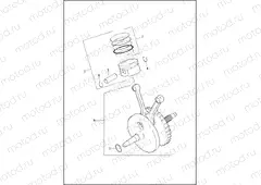 PISTONS & FLYWHEEL ASSEMBLY - TWIN CAM 103â¢