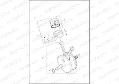 PISTONS & FLYWHEEL ASSEMBLY - TWIN CAM 103â¢