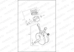 PISTONS & FLYWHEEL ASSEMBLY - TWIN CAM 103â¢