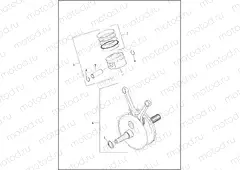 PISTONS & FLYWHEEL ASSEMBLY - TWIN CAM 103â¢