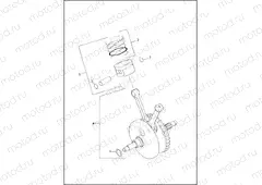 PISTONS & FLYWHEEL ASSEMBLY - TWIN CAM 110â¢