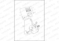 PISTONS & FLYWHEEL ASSEMBLY - TWIN CAM 110â¢