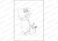 PISTONS & FLYWHEEL ASSEMBLY - TWIN CAM 110â¢