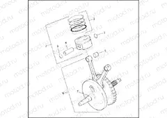 PISTONS & FLYWHEEL ASSEMBLY - TWIN CAM 88â¢