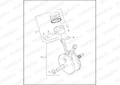 PISTONS & FLYWHEEL ASSEMBLY - TWIN CAM 88â¢