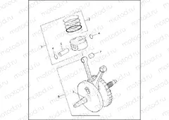PISTONS & FLYWHEEL ASSEMBLY - TWIN CAM 88â¢
