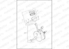 PISTONS & FLYWHEEL ASSEMBLY - TWIN CAM 96â¢