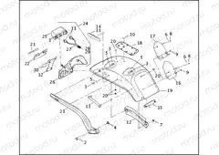 REAR FENDER, SUPPORTS & LICENSE PLATE BRACKET - FXSTD/I
