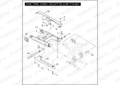 REAR FORK, DEBRIS DEFLECTOR, & BELT GUARD